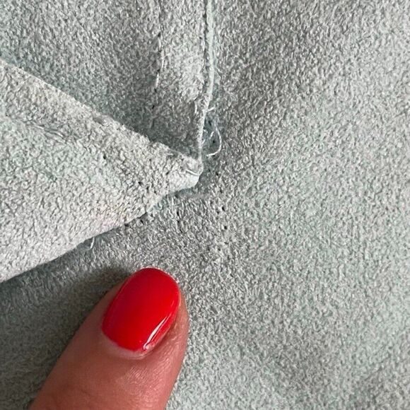 Vintage 1960s Womens St. Croix Pale Blue Suede Leather Preppy Pencil Skirt Sz M - Picture 6 of 6